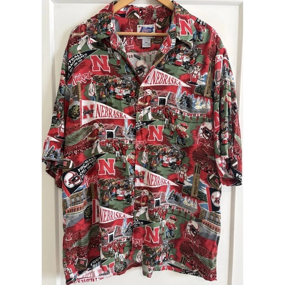 reyn spooner Other - Vintage Reyn Spooner Nebraska Cornhuskers Rayon Hawaiian Shirt Men's XL RARE
